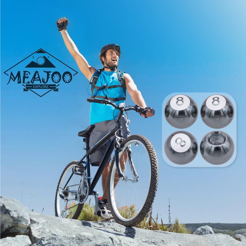 MEAJOO 4 قطع أغطية جذعية لصمامات إطارات حمام السباحة 8 كرات، مجموعة أغطية هواء الإطارات المقاومة للتآكل ومانعة للتسرب من سبائك الألومنيوم، عالمية للسيارات والشاحنات والدراجات والدراجات النارية وأغطية إطارات الدراجات (رمادي) - Image 4